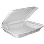 Dart Foam Hinged Containers w/ Remov Lid 3 Comp Perf 10 1/4 x 9 1/2 x 3 1/2 2 / 100 cs — supplier reference photo; packaging or variant may differ
