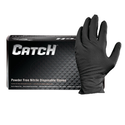 Hospeco ProWorks Pyramid Grip Nitrile Glove Black, Powder Free, 9 Mil, X-Large 10 / 100 cs — manufacturer reference photo; confirm listed selling unit