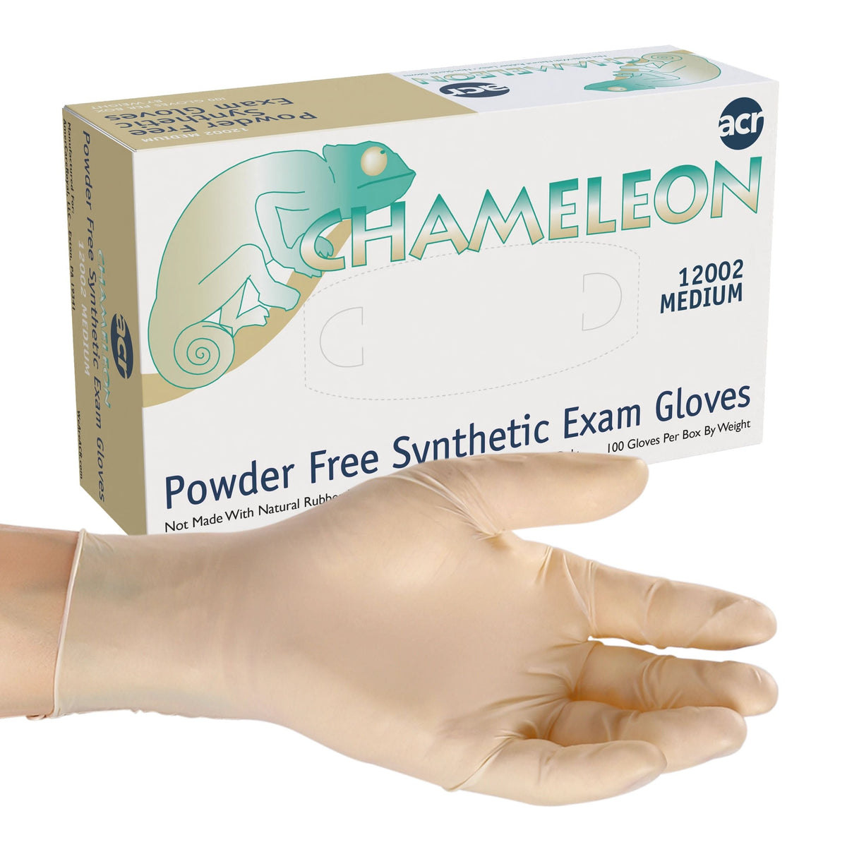 AmerCareRoyal Chameleon Synthetic Exam Gloves Medium White Powder-Free 10 / 100 cs. Manufacturer item reference photograph; listed selling quantity applies.