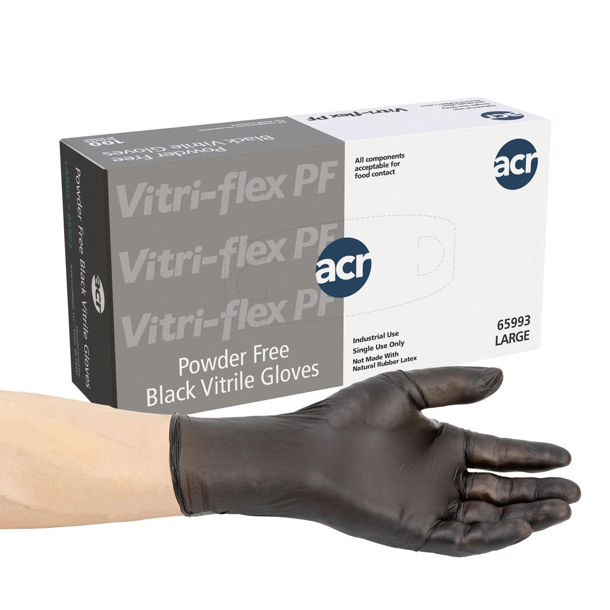 AmerCareRoyal Vitri-Flex Powder Free Gloves Large , Black Vinyl/Nitrile Blend 10 / 100 cs. Manufacturer item reference photograph; listed selling quantity applies.