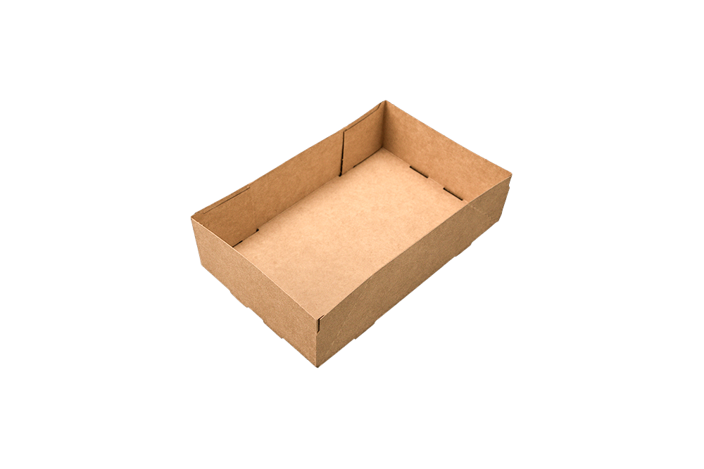 Southern Champion 21.5" X 14.63" X 4.25" Pop-Up Tray Kraft, "The Convertible" 25 / cs — Representative Southern Champion photo of the same product type. Pictured dimensions, shape, color, print, thickness, packaging and quantity may differ; refer to this listing for supplied specifications. Food, contents and display accessories are not included unless listed.