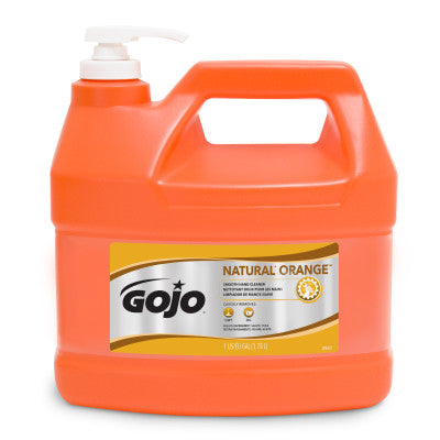 Gojo Natural Orange Smooth Hand Cleaner 1 Gallon Pump Bottle, Citrus Scent 4 / cs; exact RJ-0945-04 manufacturer product photo. Case quantity follows listing.