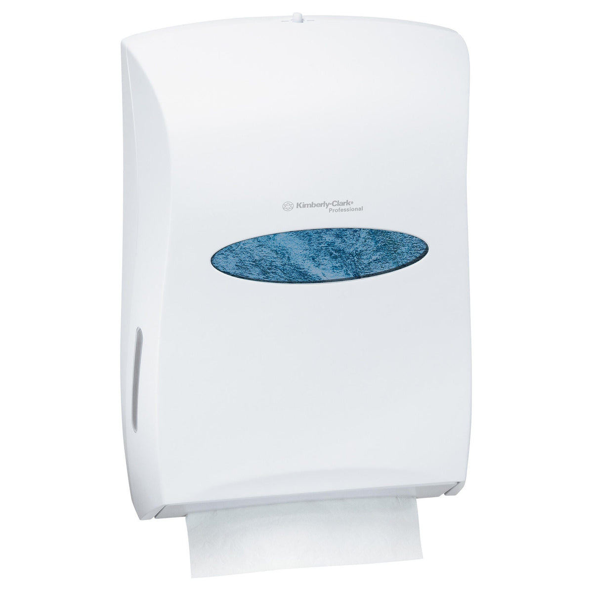 Kimberly Clark Universal Folded Towel Dispenser White Plastic 1 / cs; current official Kimberly-Clark manufacturer photo, code 09906. Branding and packaging may vary. Contents or accessories shown are included only as specified in the listing.