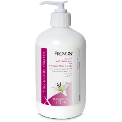 Gojo Provon Moist. Hand & Body Lotion 16 oz Pump Bottle 12 / cs; exact manufacturer SKU photo.