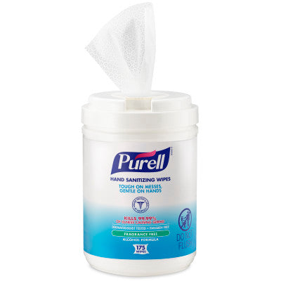 Gojo Purell Hand Sanitizing Wipes Alcohol Formula 6 / 175 cs; exact manufacturer SKU photo.