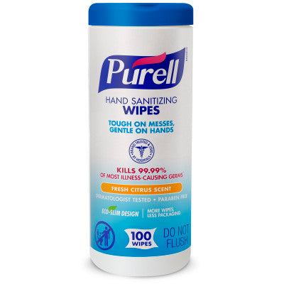 Gojo PURELL Hand Sanitizing Wipes 100 Count Per Canister 12 / cs; exact manufacturer SKU photo.