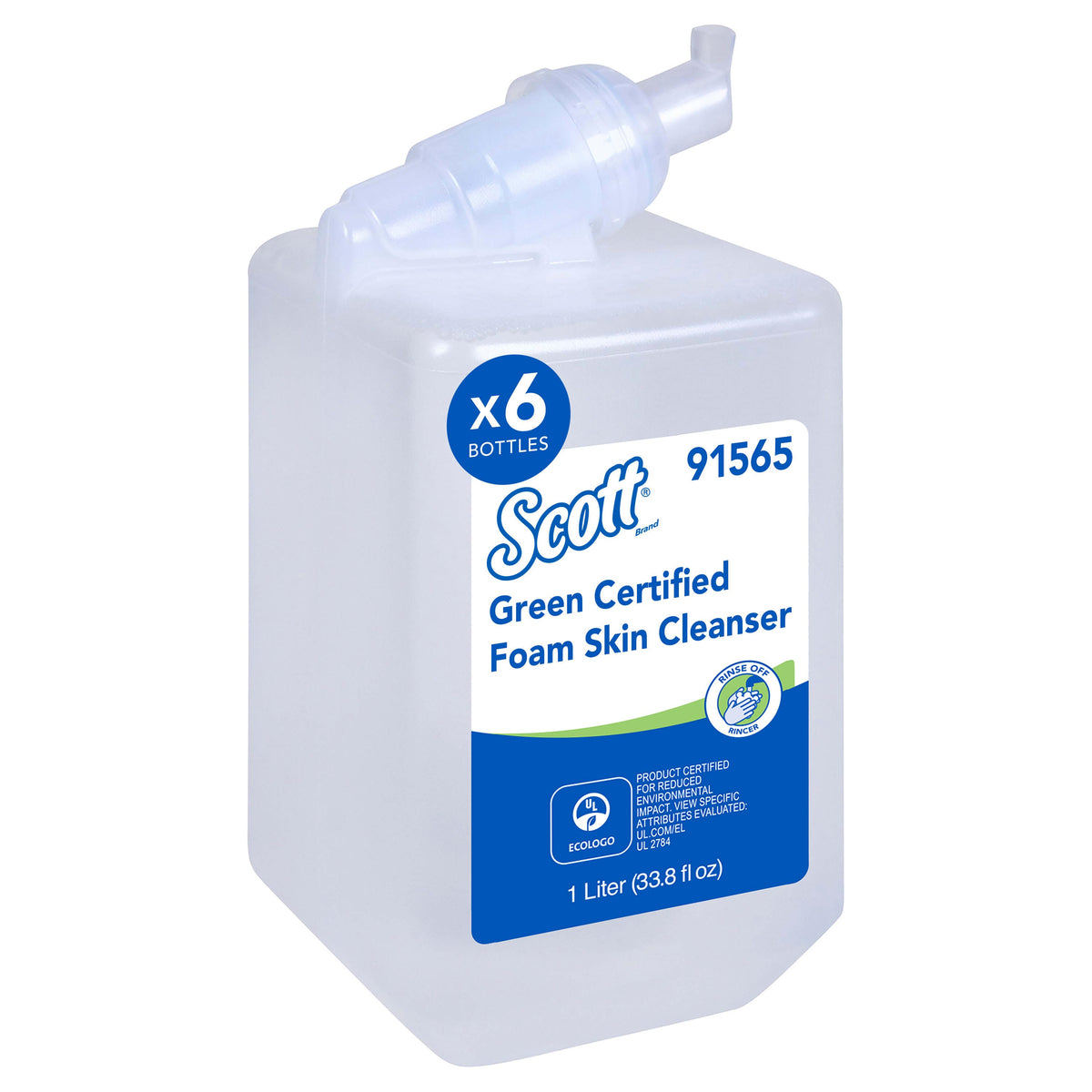 Kimberly Clark Kleenex Foam Skin Cleanser Clear Unscented 1 Liter 6 / cs; current official Kimberly-Clark manufacturer photo, code 91565. Branding and packaging may vary. Contents or accessories shown are included only as specified in the listing.
