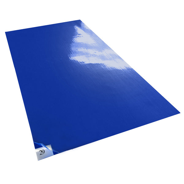 Hospeco Tacky Traxx Cleanroom Floor Tacky Mats 36" x 60" Blue 30 Sheets/Mat 4 / cs — manufacturer reference photo; confirm listed selling unit