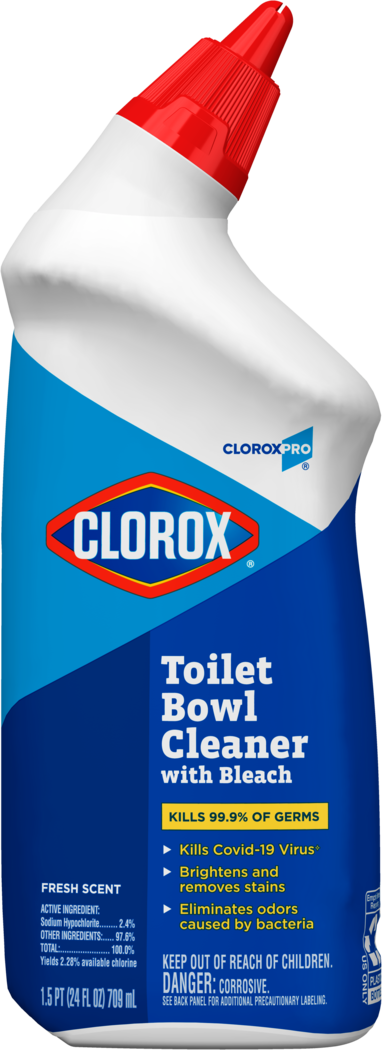 Clorox Toilet Bowl Cleaner w/ Bleach 24 oz. Rain Clean 6 / 2 cs — Representative photo of the same brand and product type. Pictured size, model, scent, formulation, color, packaging and quantity may differ. Refer to this listing and the supplied product label for specifications and use instructions.