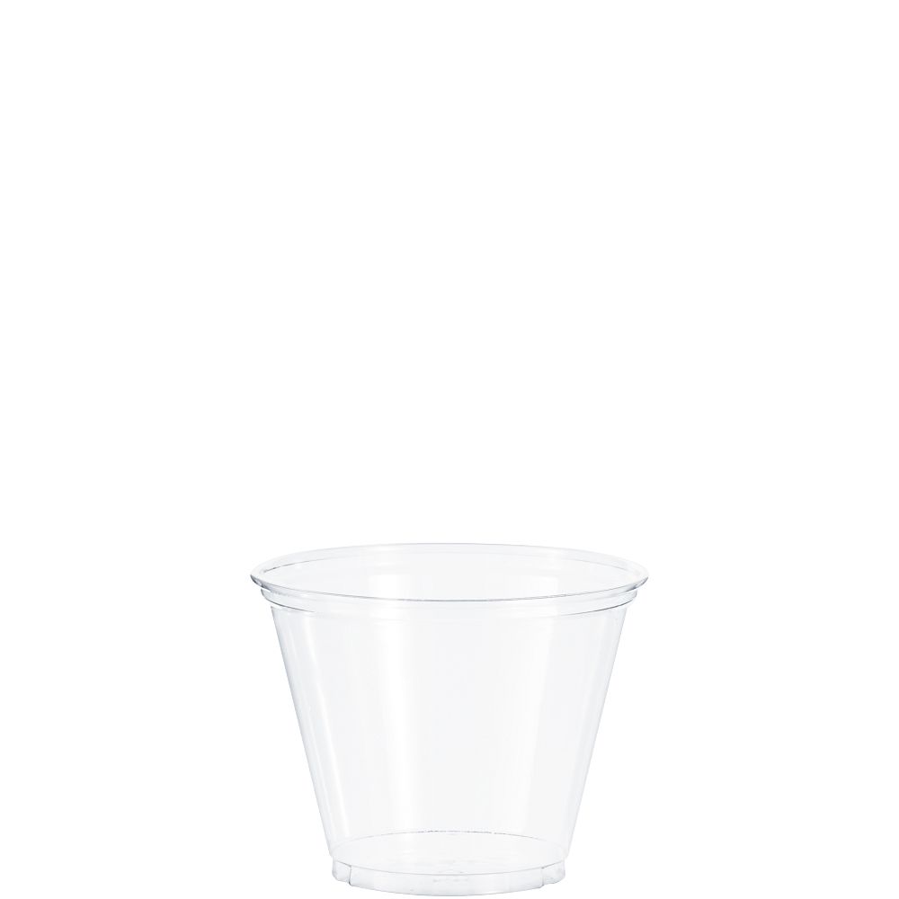Dart TP9R - 9 oz Squat PET Cup - Clear; manufacturer catalog photo.