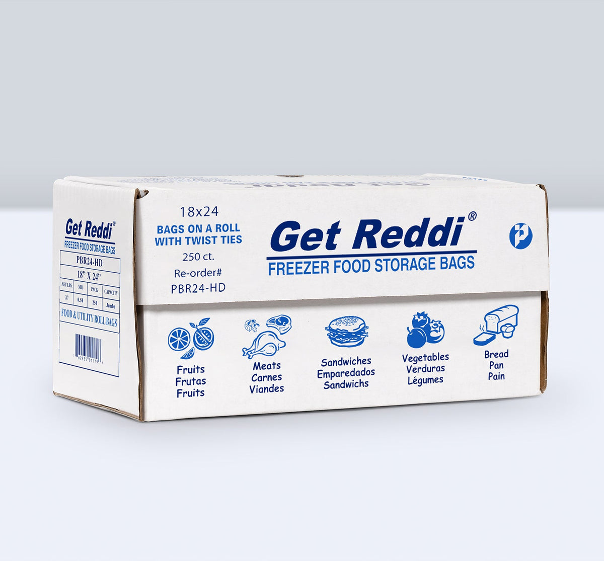 IBS 18x24 HDPE Roll Bag .50 mil 250 per roll 1 RL. Representative Inteplast HDPE freezer food roll bag. Dimensions, gauge, size label and pack quantity may differ; use the selected product specifications. Package shown is 10 x 14; selected dimensions are specified in the product title.