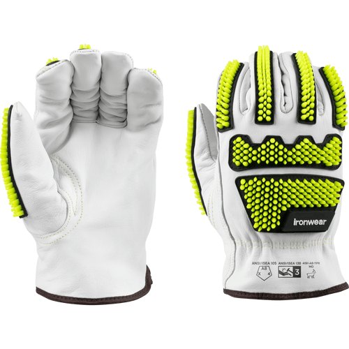 WHITE, GOAT GRAIN, DRIVER GLOVE, A8 CUT LINER, TPR IMPACT PROTECTION