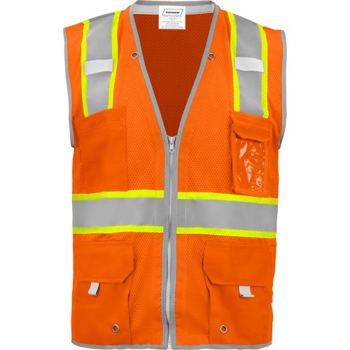 SAFETY VEST ORANGE CLASS 2 ANSI RADIO CLIP LG