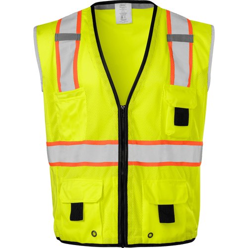 MESH ELASTEX SAFETY VEST LIME ZIPPER FRONT 3XL