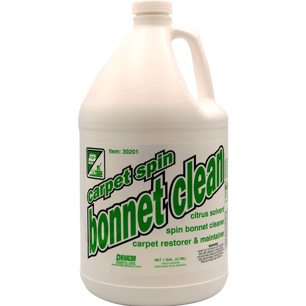 Reference image: Chemcor Carpet Spin Bonnet Cleaner – Citrus, 1:4 Concentrate, Fast-Dry, 4-Gallon Case. Same product type; formula, concentration, scent, size and pack quantity may differ. The title and listed specifications describe the item offered. Follow the actual product label for use and safety directions.