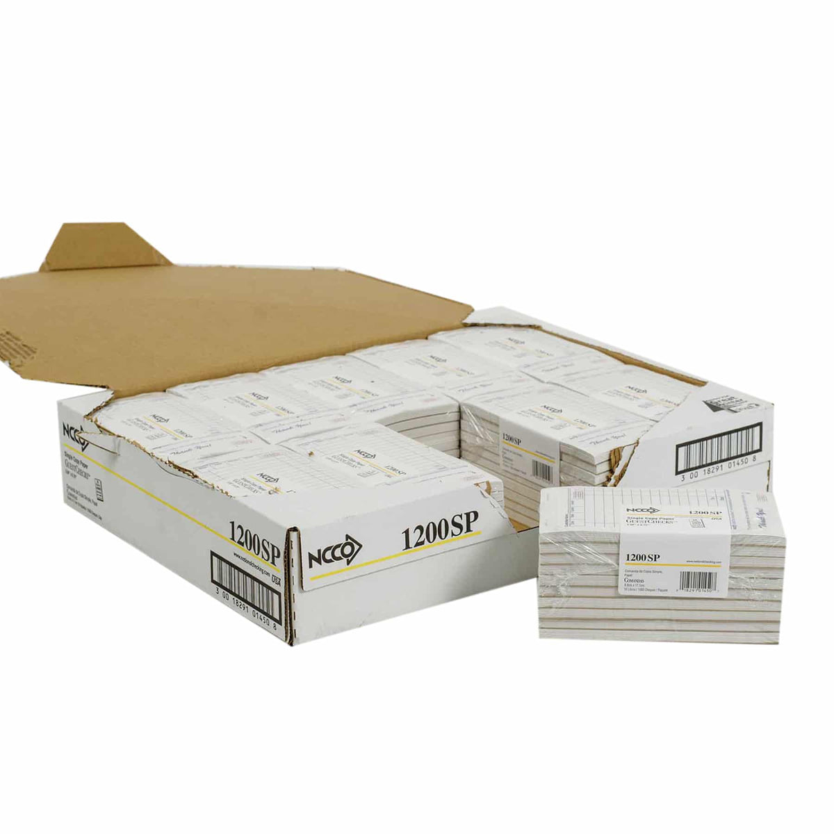 National Checking Single Copy Paper Guest Check 3.50" x 6.75" White Shrink Pack Med 100 / 100 cs — manufacturer photo