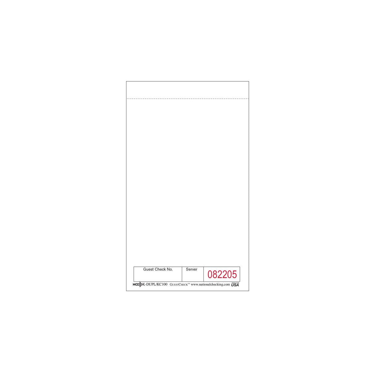National Checking Single Copy Paper Guest Check 3.50" x 6" White Bulk Pack Small 50 / 100 cs — manufacturer photo