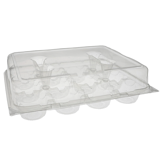 Novolex - Pactiv Cupcake Clamshell Container Clear 12.8" x 9.8" x 3.37" 12 Count 115 / cs; official manufacturer photograph for YCASH13103512CZ