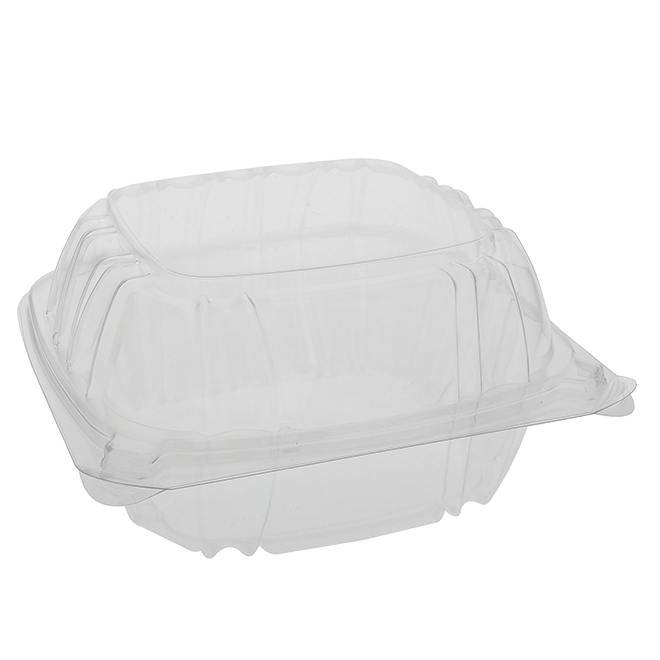 Novolex - Pactiv Sensation Takeout Container 6" Hinged Lid Clear 500 / cs; official manufacturer photograph for YCI821600000