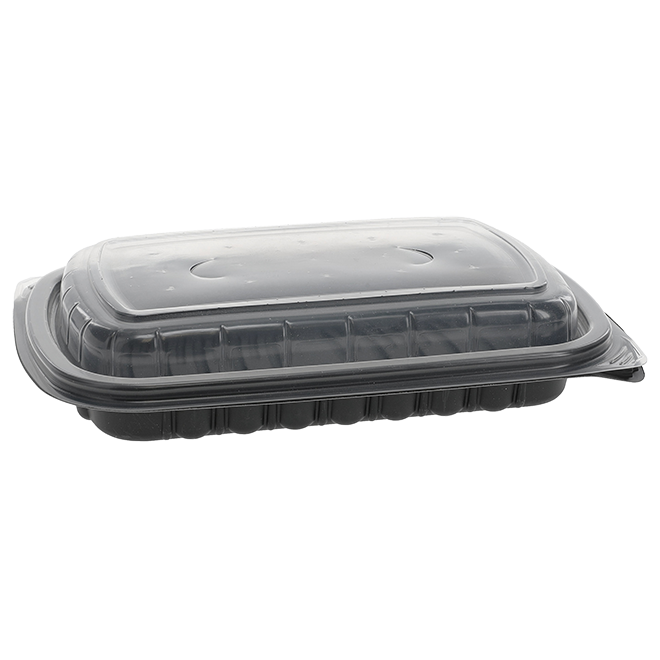 Novolex - Pactiv Half Rib Container MFPP Base 10.8" x 7.1" x2.1" w/ PP Lid 90 / cs; official manufacturer photograph for YCNC1070DPPZ