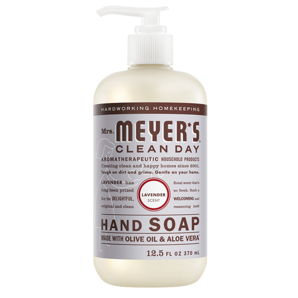 Manufacturer photo for 390066: Mrs. Meyer's Clean Day Hand Soap 12.5 oz. Lavender 6 / cs. The photograph illustrates the item; the listing title specifies the sale quantity. Current manufacturer packaging is shown.