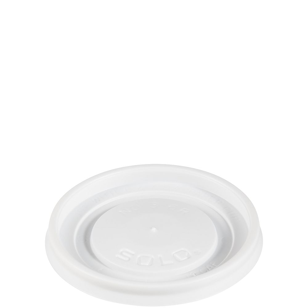 Solo Cup VL36R-0007 - 6 oz PS Plastic Vented Lid - White; manufacturer catalog photo.