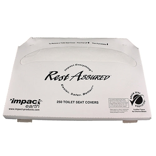 Hospeco Rest Assured Half Fold Seat Cover Green Seal Certified 20 / 250 — manufacturer reference photo; confirm listed selling unit