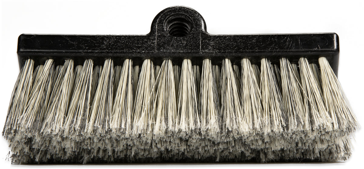 CFS Brands Flo-Pac Flo-Thru Dual Surface Brush 10" , Black w/ Flagged PS Bristles 1 / ea — manufacturer reference photo; confirm listed SKU and selling unit
