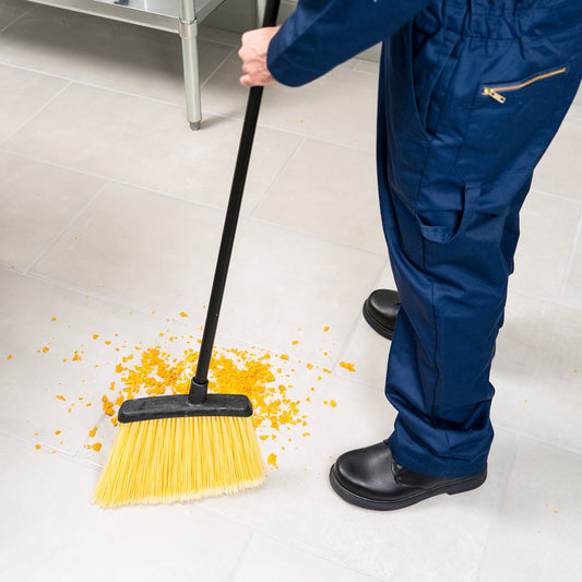 CFS Brands Duo-Sweep Flagged Angle Broom Head 48" Natural , w/ Black Metal Handle 1 / ea — manufacturer reference photo; confirm listed SKU and selling unit