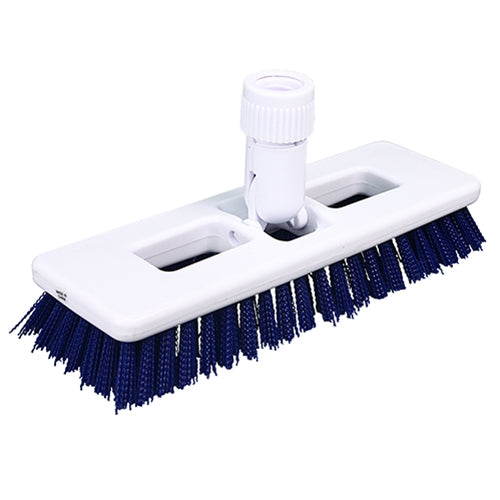 Hospeco Heavy Duty Swivel Scrub Brush White Plastic / Blue Bristles 1 / ea — manufacturer reference photo; confirm listed selling unit
