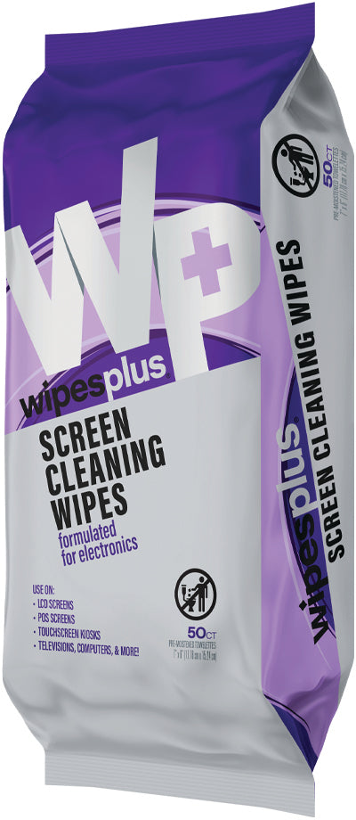 CFS Brands WipesPlus Screen Cleaning Wipes 7" x 6" 50 Count 24 / cs — manufacturer reference photo; confirm listed SKU and selling unit