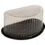 Novolex - Pactiv Half-Round Fluted Cake Cont for 8" Cake Black Base 5" Dome 60 / cs — supplier reference photo; packaging or variant may differ