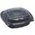 Sabert 10 x 10 Hinged Square Container Black Base w/ Clear High Dome Lid 148 / cs
