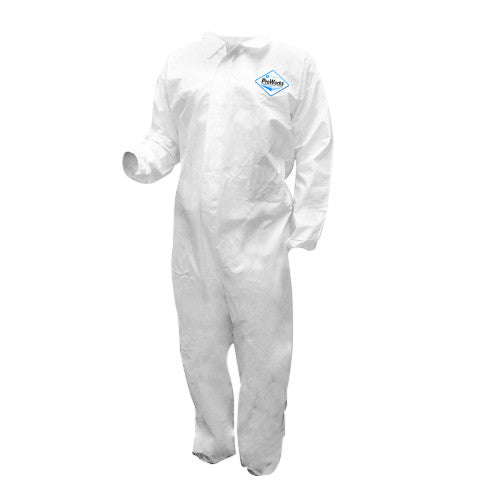 Hospeco ProWorks Microporous Coverall 3X Large, Elastic Ankles, White 12 / cs — manufacturer reference photo; confirm listed selling unit
