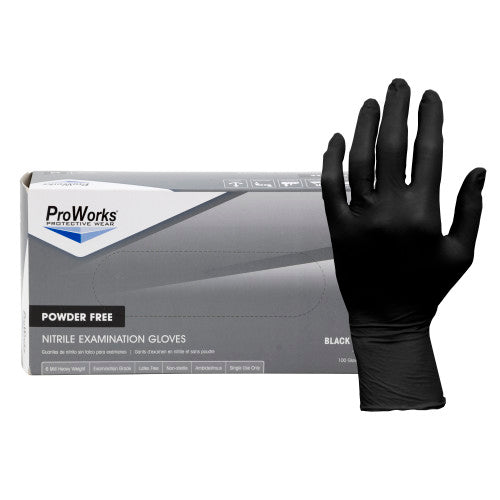 Hospeco Nitrile Powder Free Exam Gloves XX Large, Black, 7 Mil 10 / 100 cs — manufacturer reference photo; confirm listed selling unit