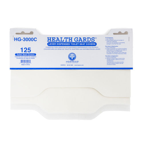 Hospeco Health Gards Toilet Seat Cover White 24 / 125 cs — manufacturer reference photo; confirm listed selling unit