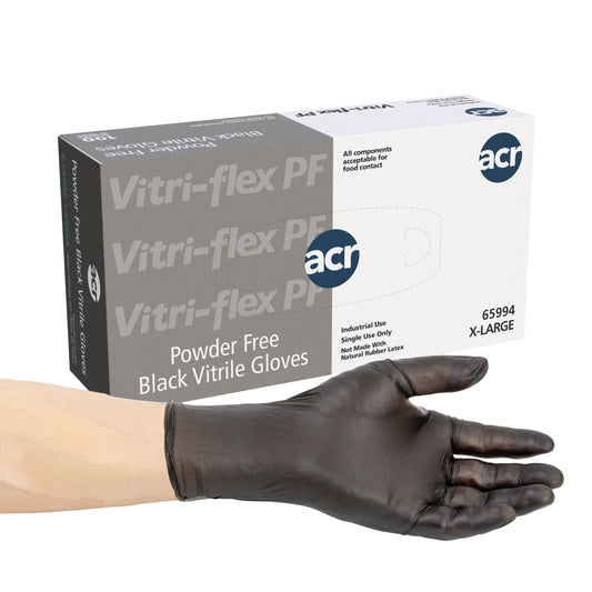 AmerCareRoyal Vitri-Flex Powder Free Gloves XL Large, Black Vinyl/Nitrile Blend 10 / 100 cs. Manufacturer item reference photograph; listed selling quantity applies.