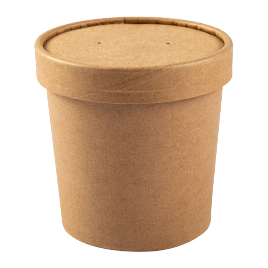 AmerCareRoyal Paper Food Container & Lid Combo Kraft, 12 oz 250 / cs. Manufacturer item reference photograph; listed selling quantity applies.