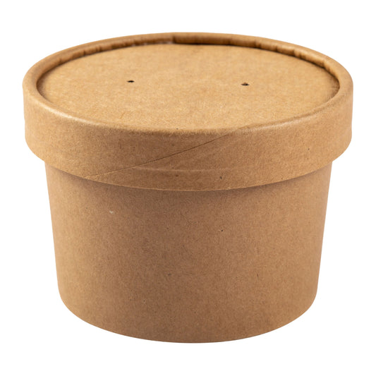 AmerCareRoyal Paper Food Container & Lid Combo Kraft, 8 oz. 250 / cs. Manufacturer item reference photograph; listed selling quantity applies.