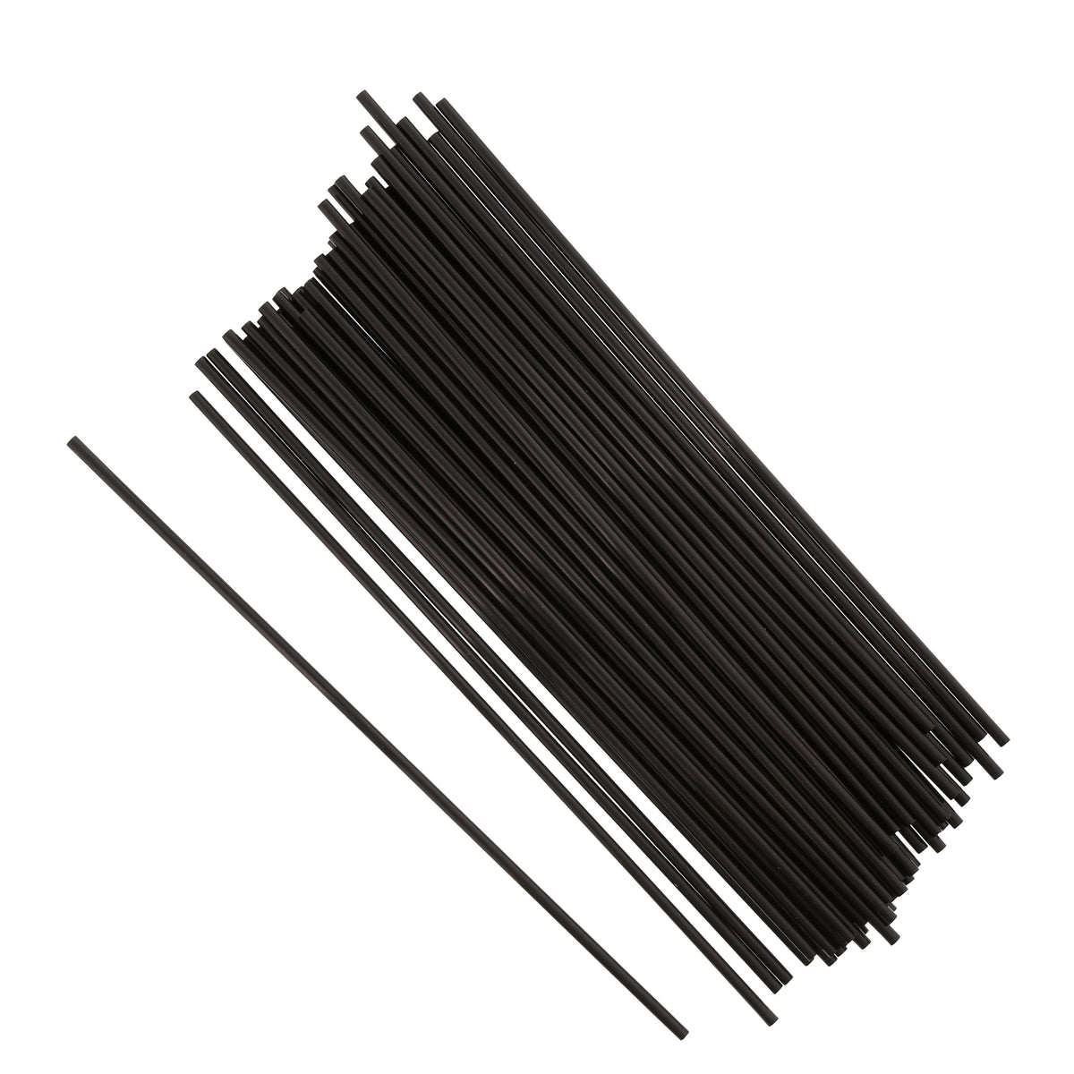 AmerCareRoyal 7.5" Sip Straw Black Unwrapped Stirrer 10 / 1000 cs; manufacturer item reference photograph