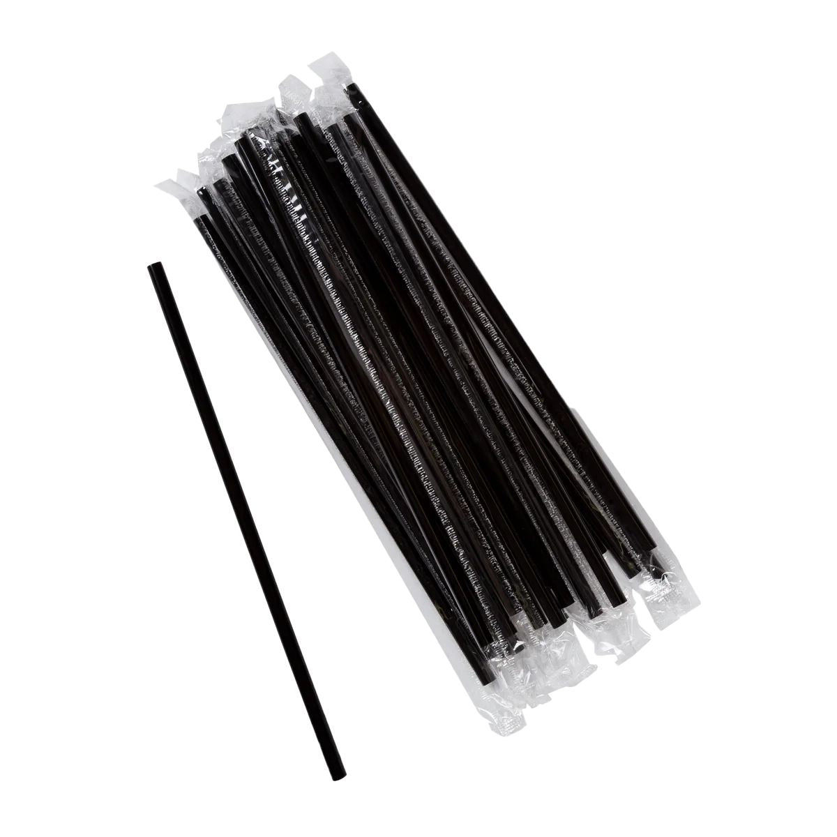 AmerCareRoyal 7.75" Jumbo Straws Black Poly Wrapped 24 / 500 cs; manufacturer item reference photograph