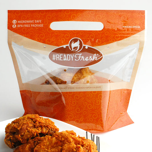 Elkay Plastics Ready Fresh Grab-N-Go Pouch 9" x 8" + 5"BG 2.6 Mil 250 / cs. Manufacturer product-family reference photo. Dimensions, thickness and pack quantity may differ from the listed SKU. Food, contents, labels and accessories shown are not included.