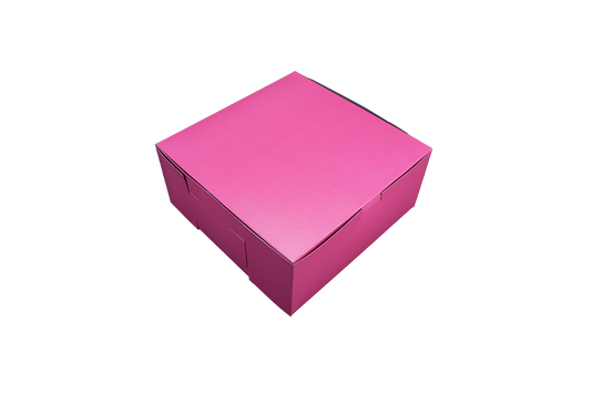 Southern Champion Non-Window Lock-Corner Bakery Box Pink, 9" X 9" X 4" 200 / cs. Manufacturer reference photo.