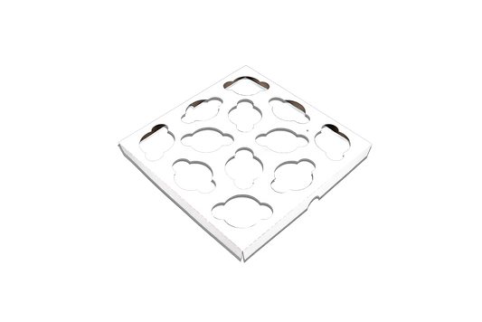 Southern Champion 12 Count Mini Cupcake Insert White/Kraft, 8.88" X 8.88" X 0.75" 200 / cs. Manufacturer reference photo.