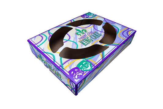 Southern Champion 19" X 14" X 3.5" Window Bakery Box Mardi Gras Design 50 / cs. Manufacturer reference photo.