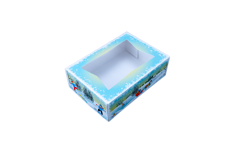 Southern Champion 8" X 5.75" X 2.5" Window Bakery Box Winter Wonderland Design 150 / cs. Manufacturer reference photo.