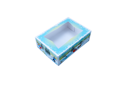 Southern Champion 8" X 5.75" X 2.5" Window Bakery Box Winter Wonderland Design 150 / cs. Manufacturer reference photo.