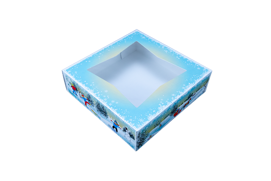 Southern Champion 9" X 9" X 2.5" Window Bakery Box Winter Wonderland Design 150 / cs. Manufacturer reference photo.