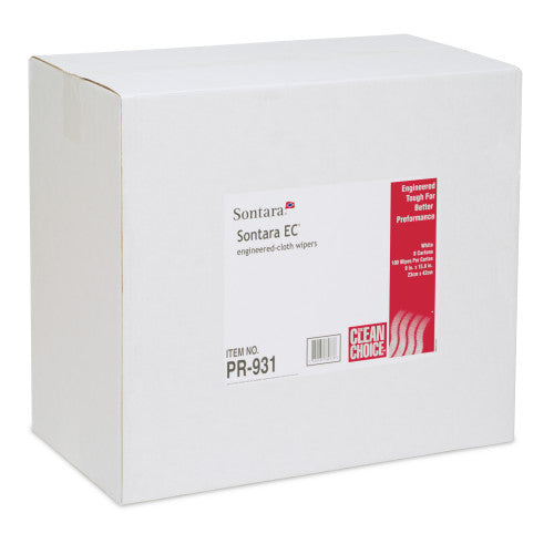 Hospeco Sontara EC Interfold Cloth Wipers 9" X 16.5" White Dispenser Box 8 / 100 CS — manufacturer reference photo; confirm listed selling unit