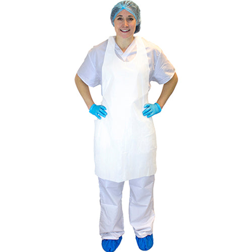 Hospeco White Polyethylene Aprons 24" x 42" 10 / 100 cs — manufacturer reference photo; confirm listed selling unit